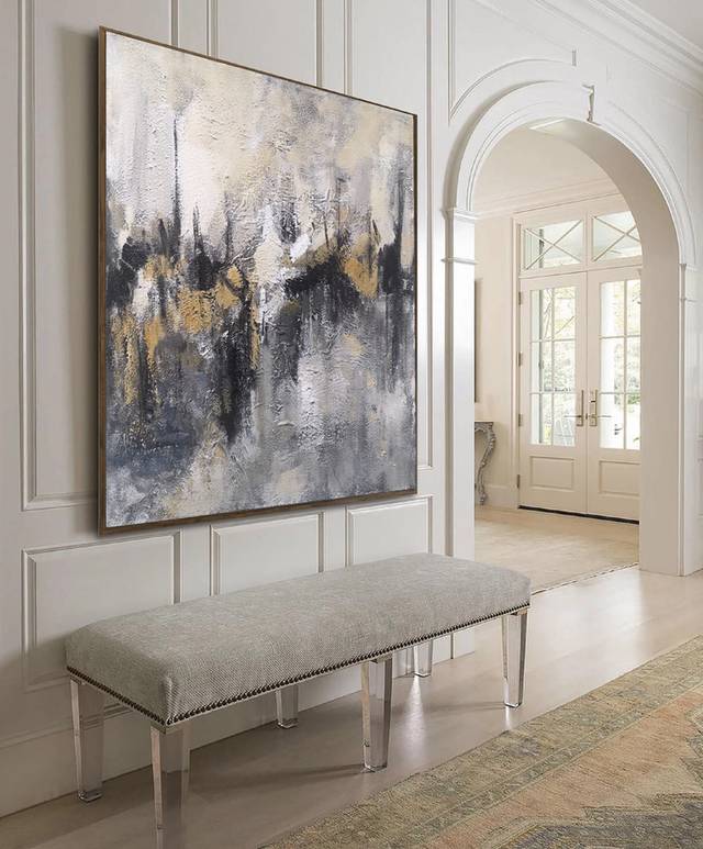 Contemporary Original Leaf Abstract Canvas Wall Art SN4EC
